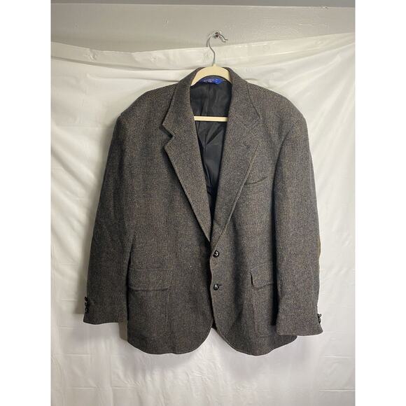 Vintage Pendleton Virgin Wool Tweed Sport Coat Blazer Elbow Patch Size 44 Brown - Picture 1 of 8